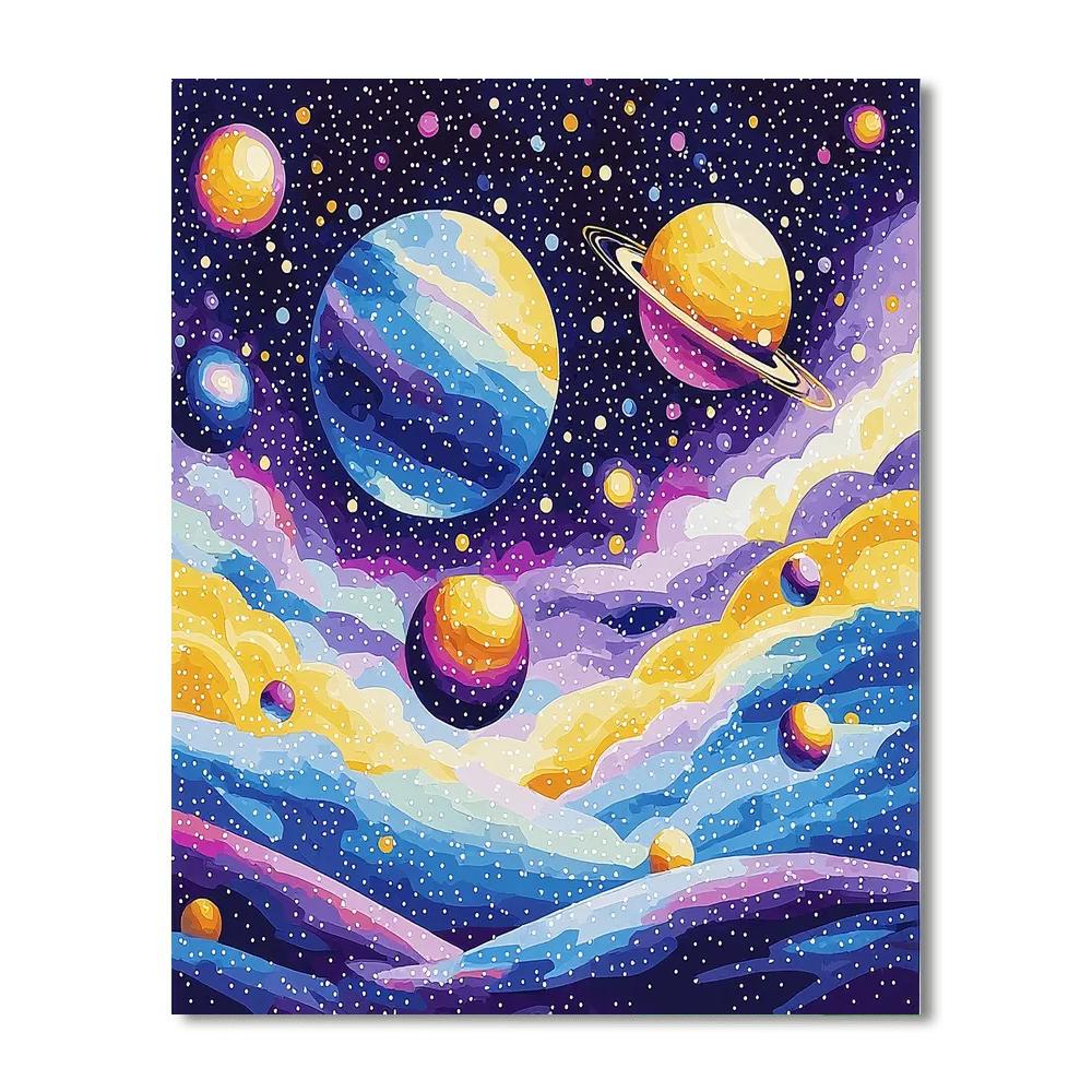 Georges Seurat Inspired Colorful Universe  Painting Number Kit