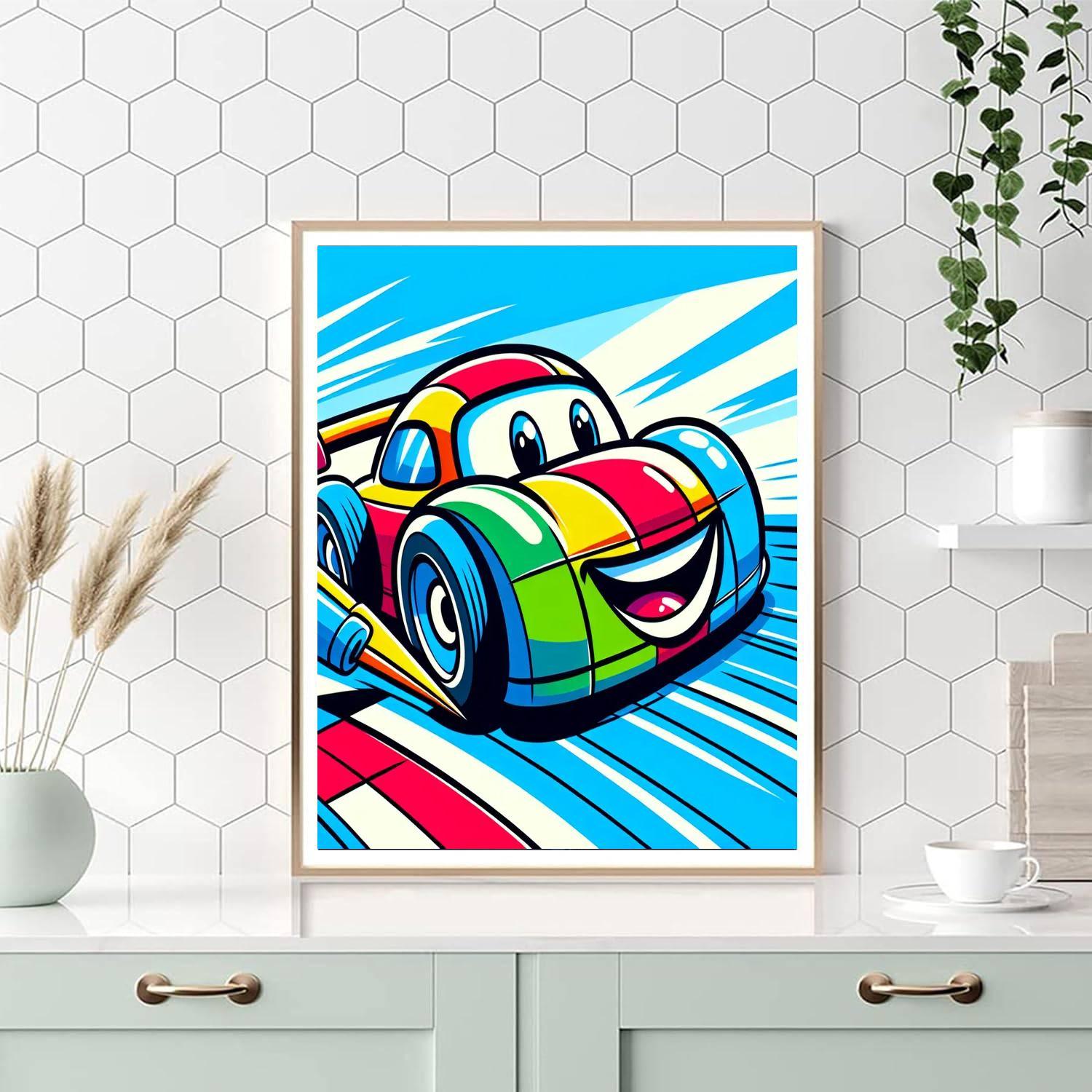 Dashing Car Race Paint By Numbers Art
