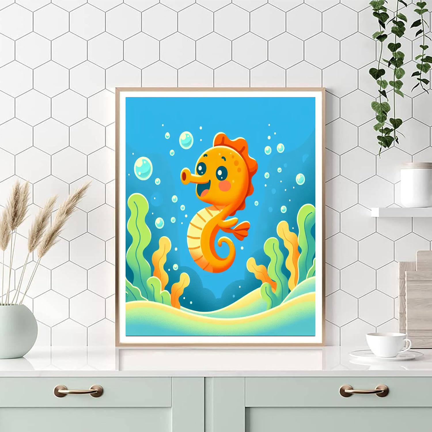 Excited Seahorse Painting By Numbers Kit