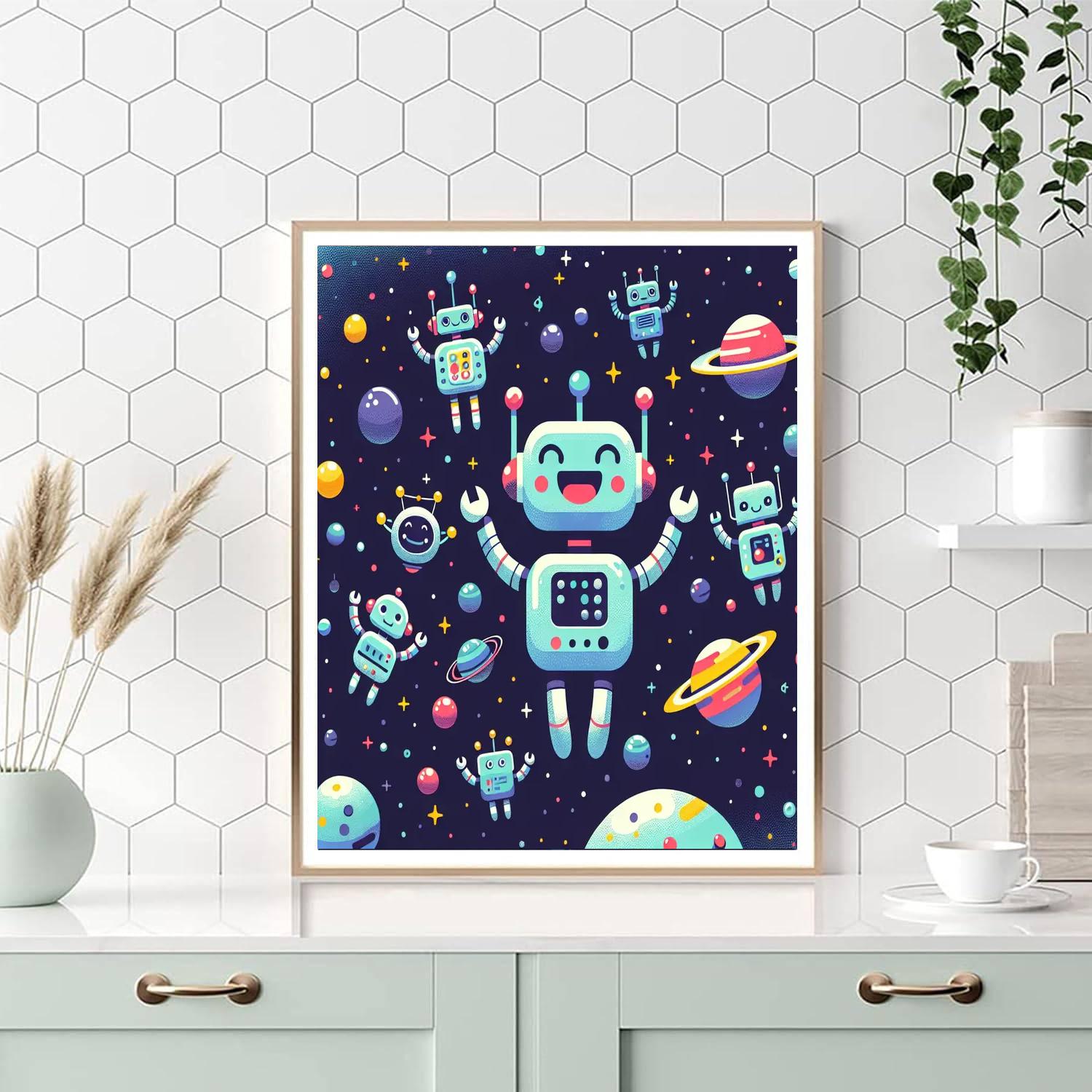 Outer Space Robots Paint By Numbers