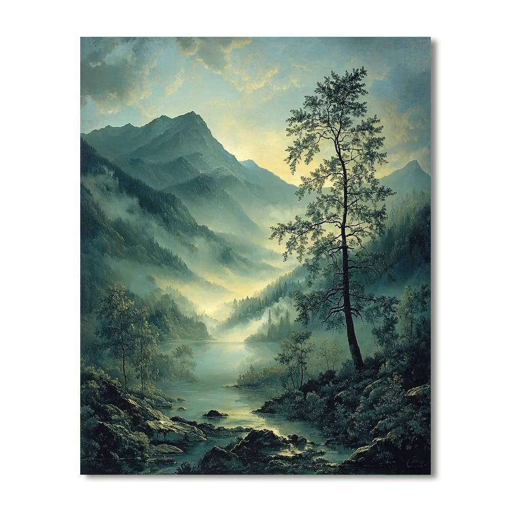 Caspar David Friedrich Inspired Meditative Mountains  Painting By Numbers Kit