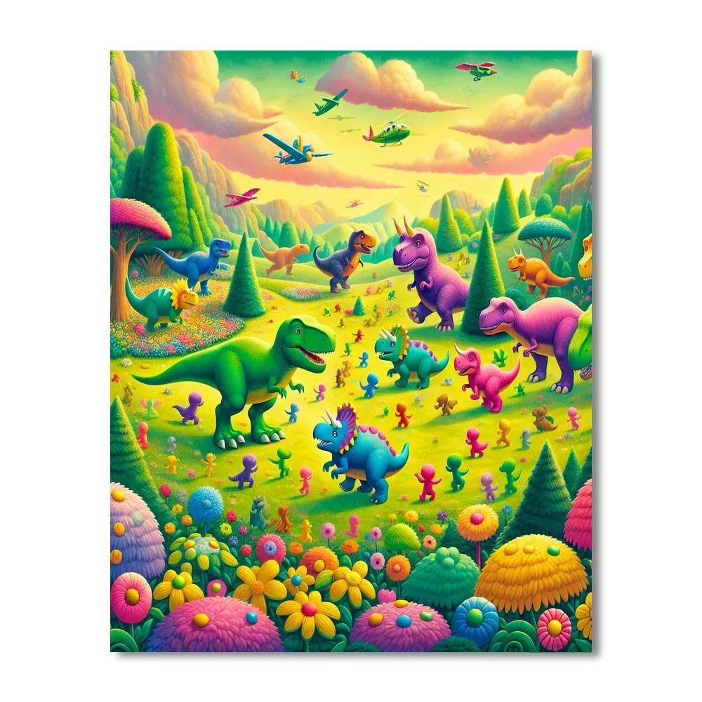 Lively Dinosaur Kingdom Numbered Painting Kits