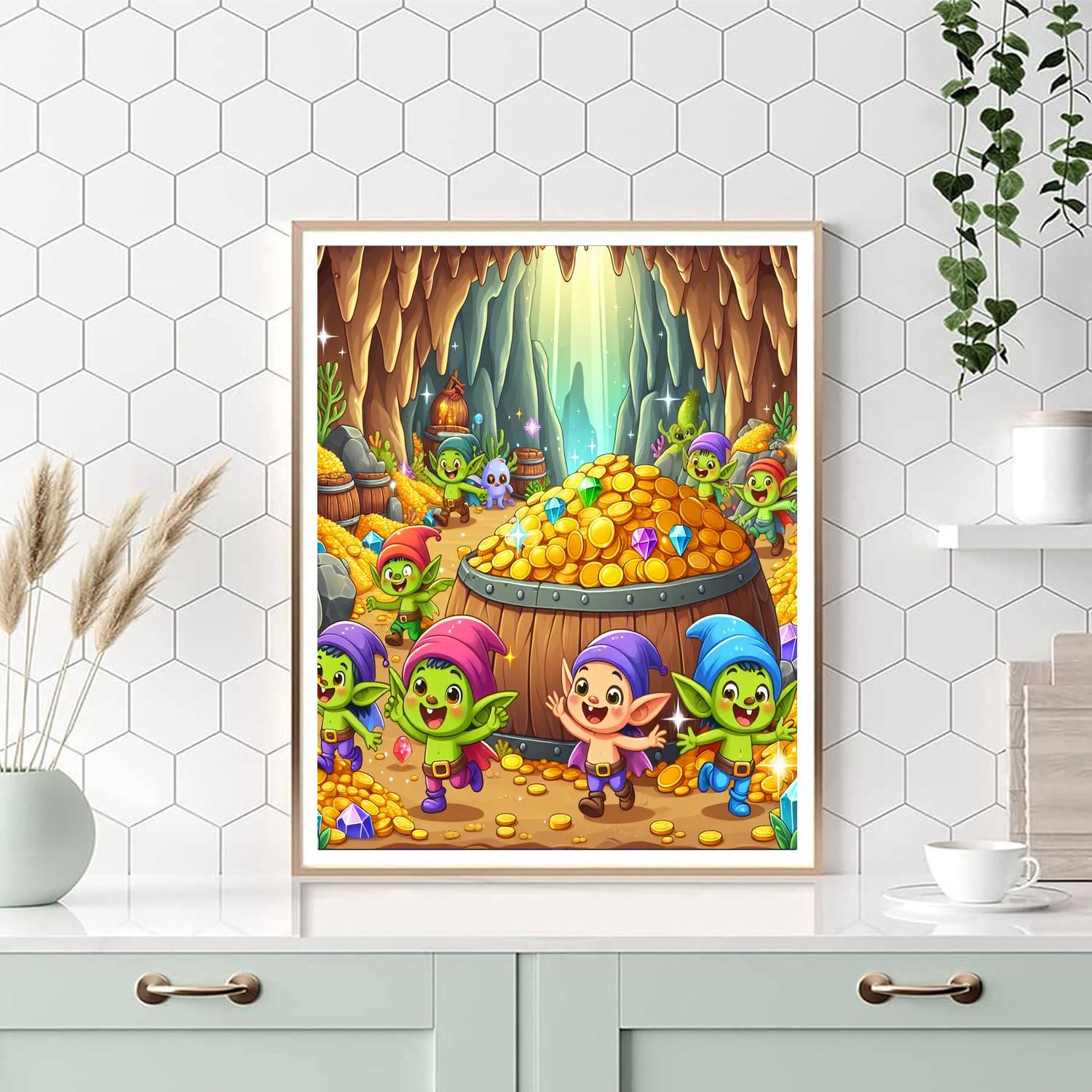 Silly Goblin's Treasure Paint By Numbers Art