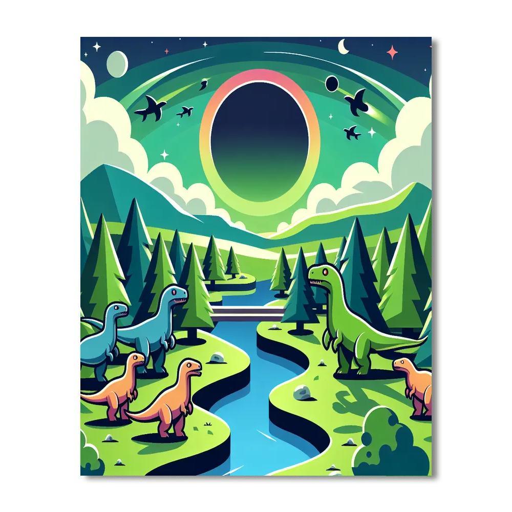 Dinosaurs In The Enchanted Valley Painting By Numbers Kit