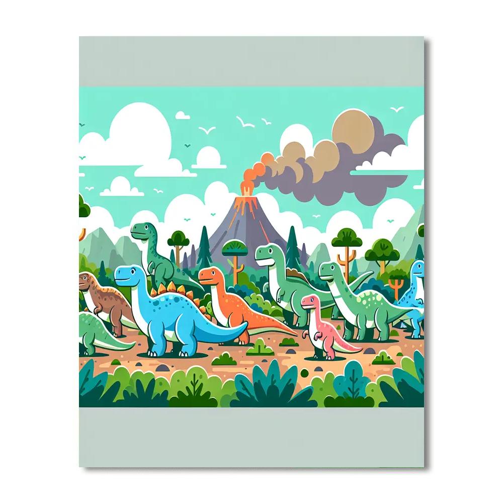 Ancient Dino World Number Painting