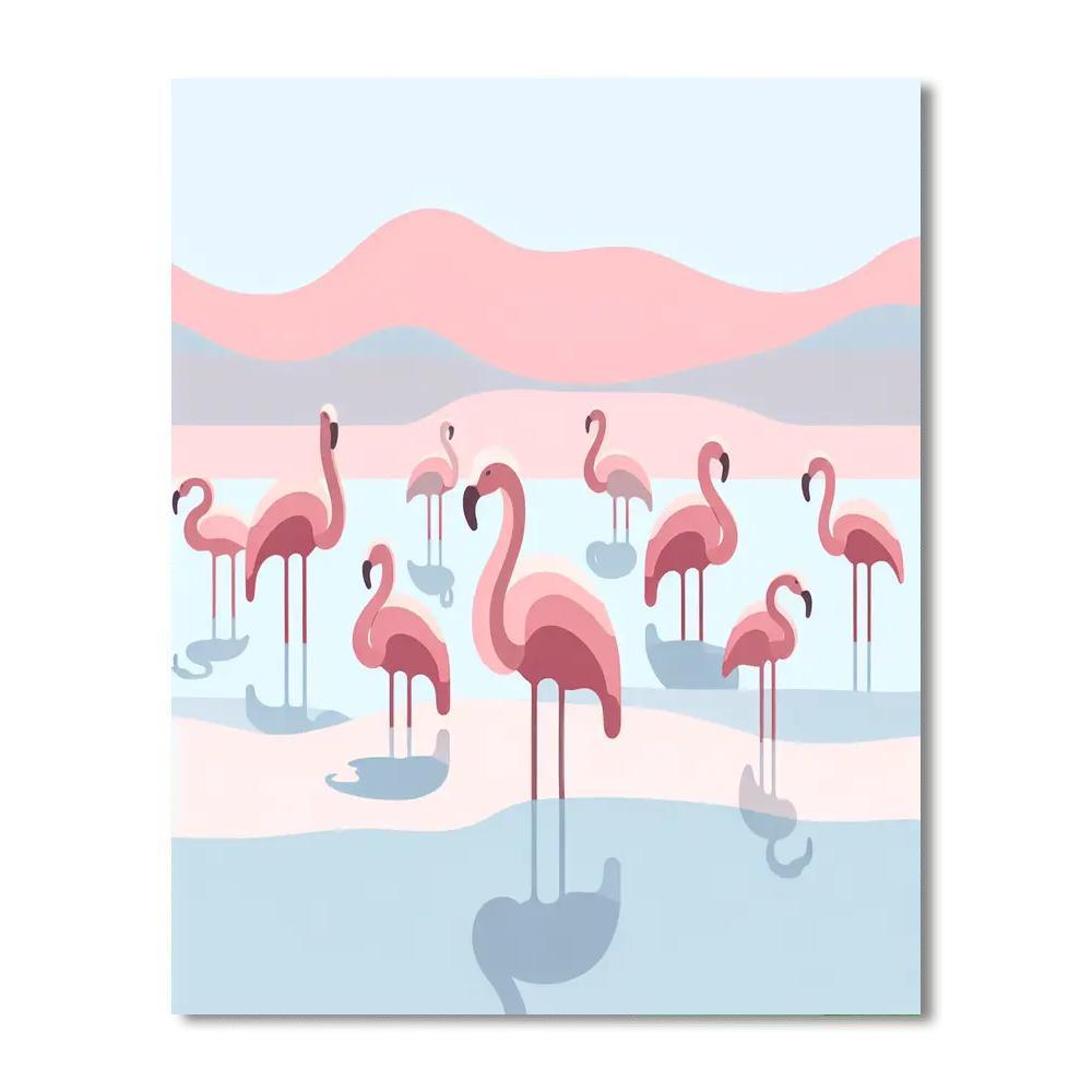 Funky Flamingo Flock Number Painting