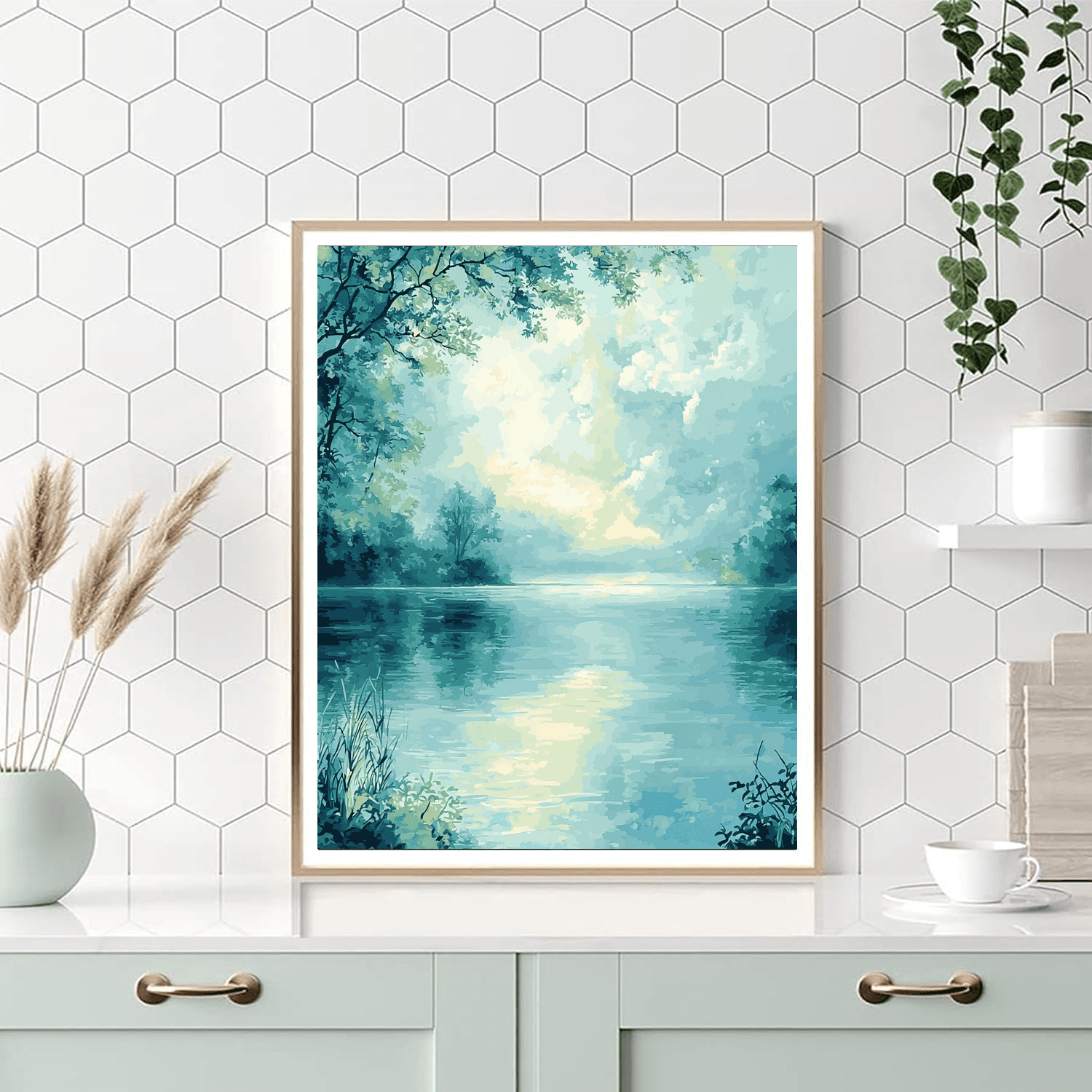 Johannes Vermeer Inspired Dreamy Lake Reflection  Paint By Number