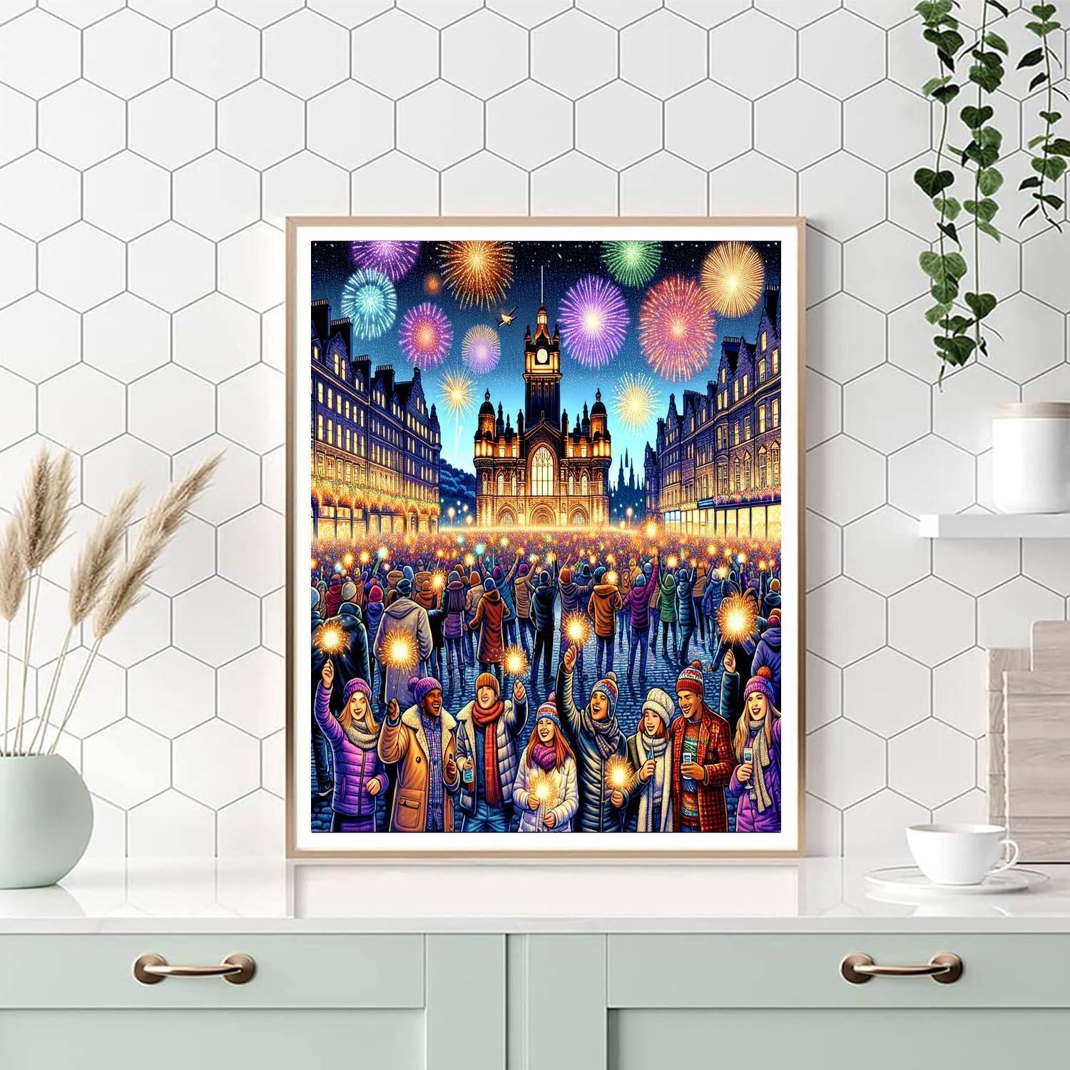 Hogmanay Street Party - Edinburgh, Scotland Painting By Numbers Kit