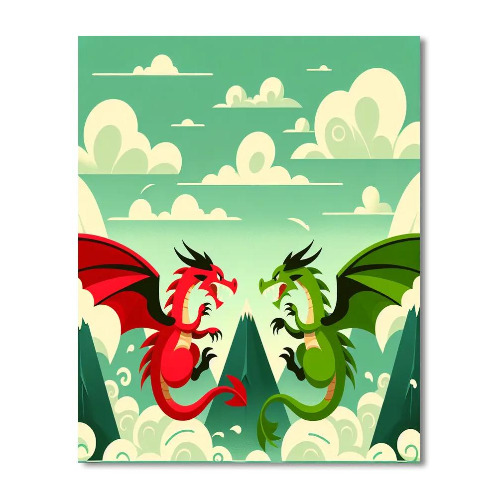 Daring Dragon Duel Paint By Numbers Art