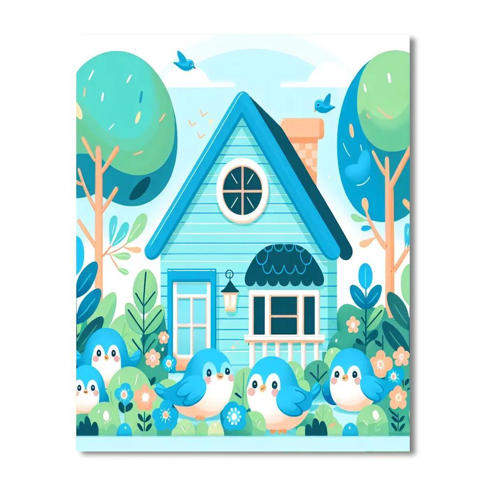 Blissful Bluebird Bungalow Numbered Painting Kits