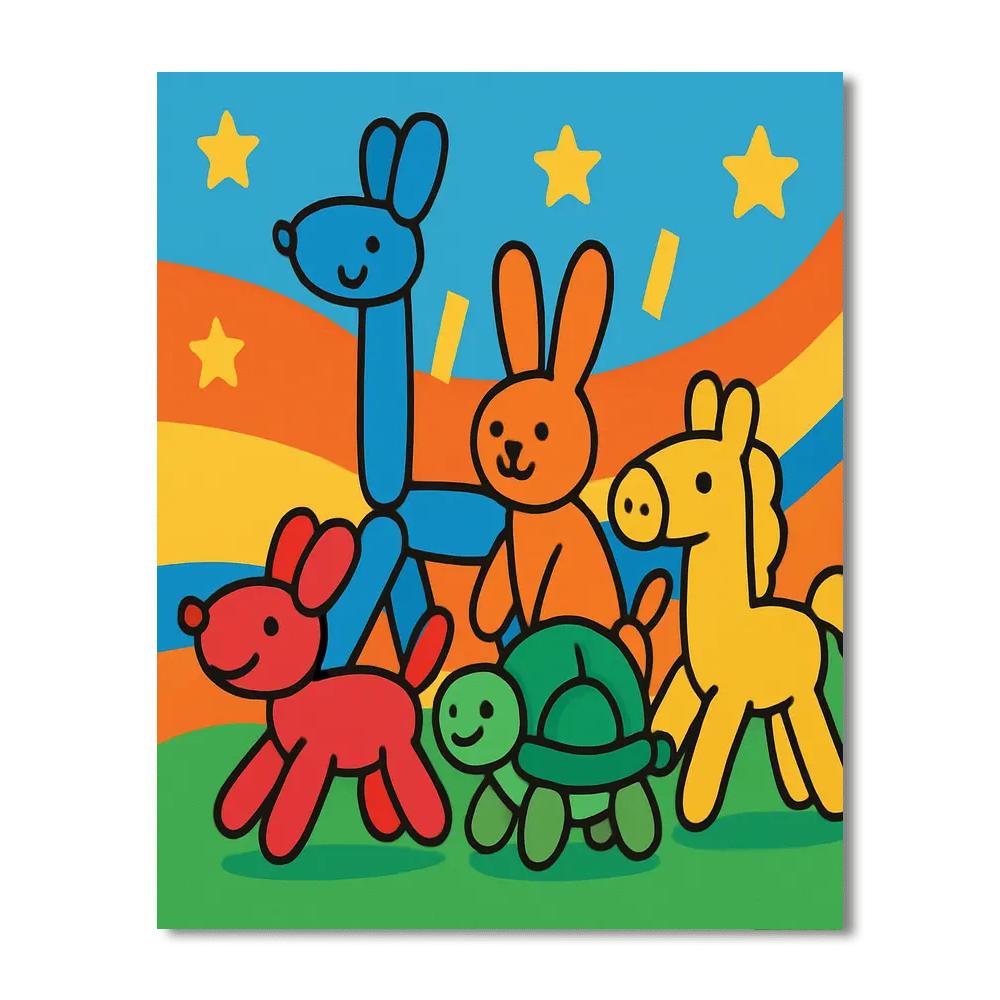 Balloon Animal Parade DIY Paint By Numbers