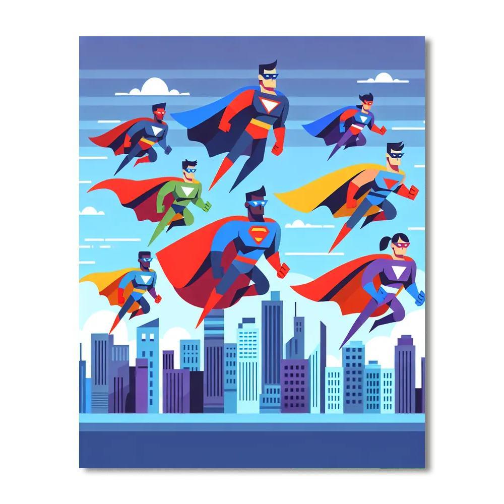Superhero Skyline Numbered Painting Kits