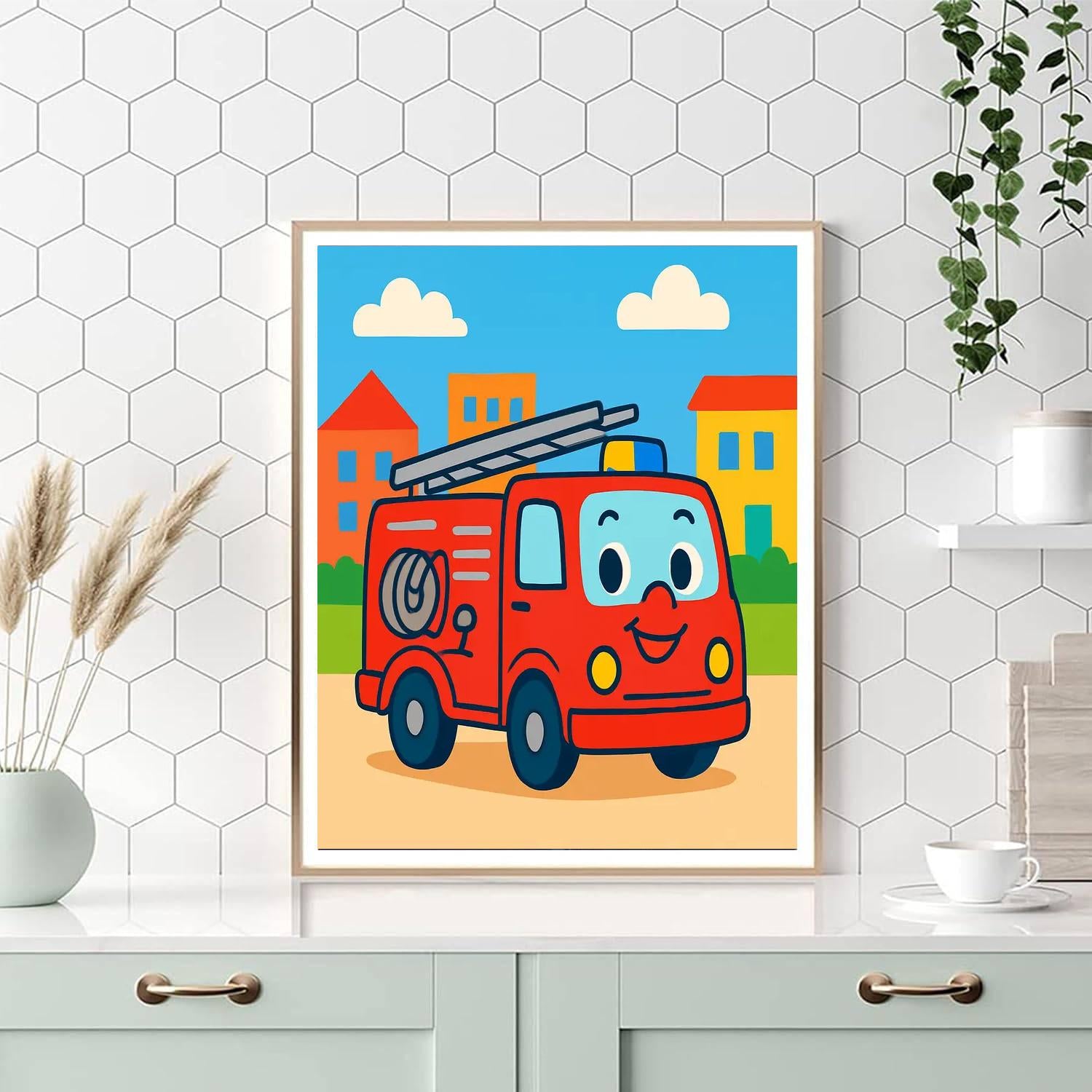 Happy Firetruck Paint By Numbers