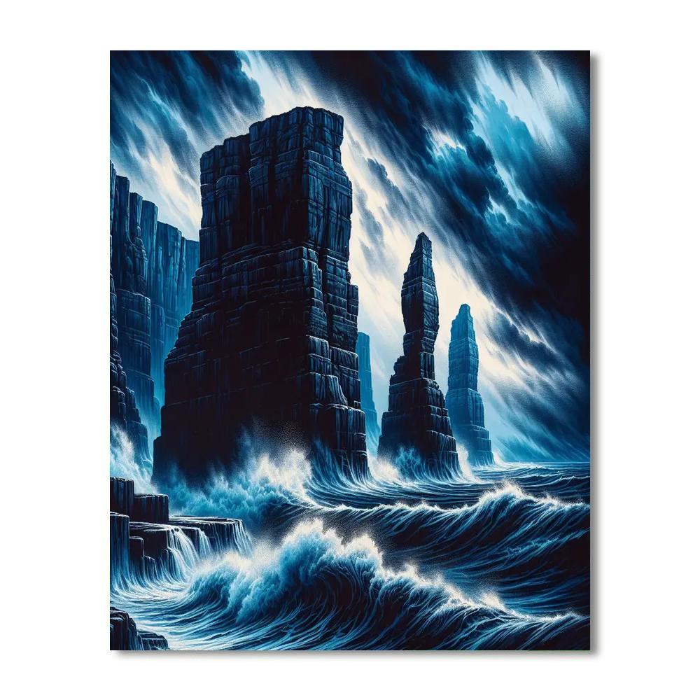 Dramatic Cliffside Seascape DIY Paint By Numbers