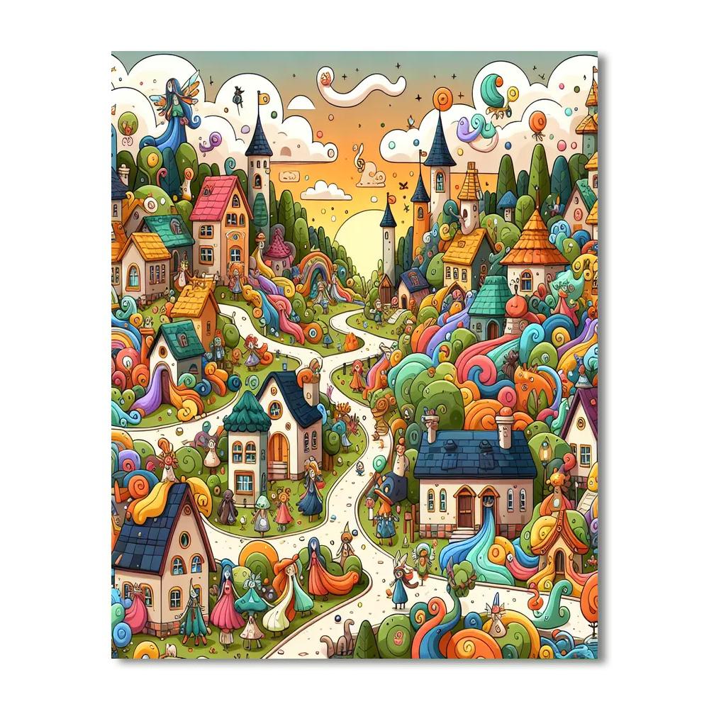 Fantasy Village Number Painting