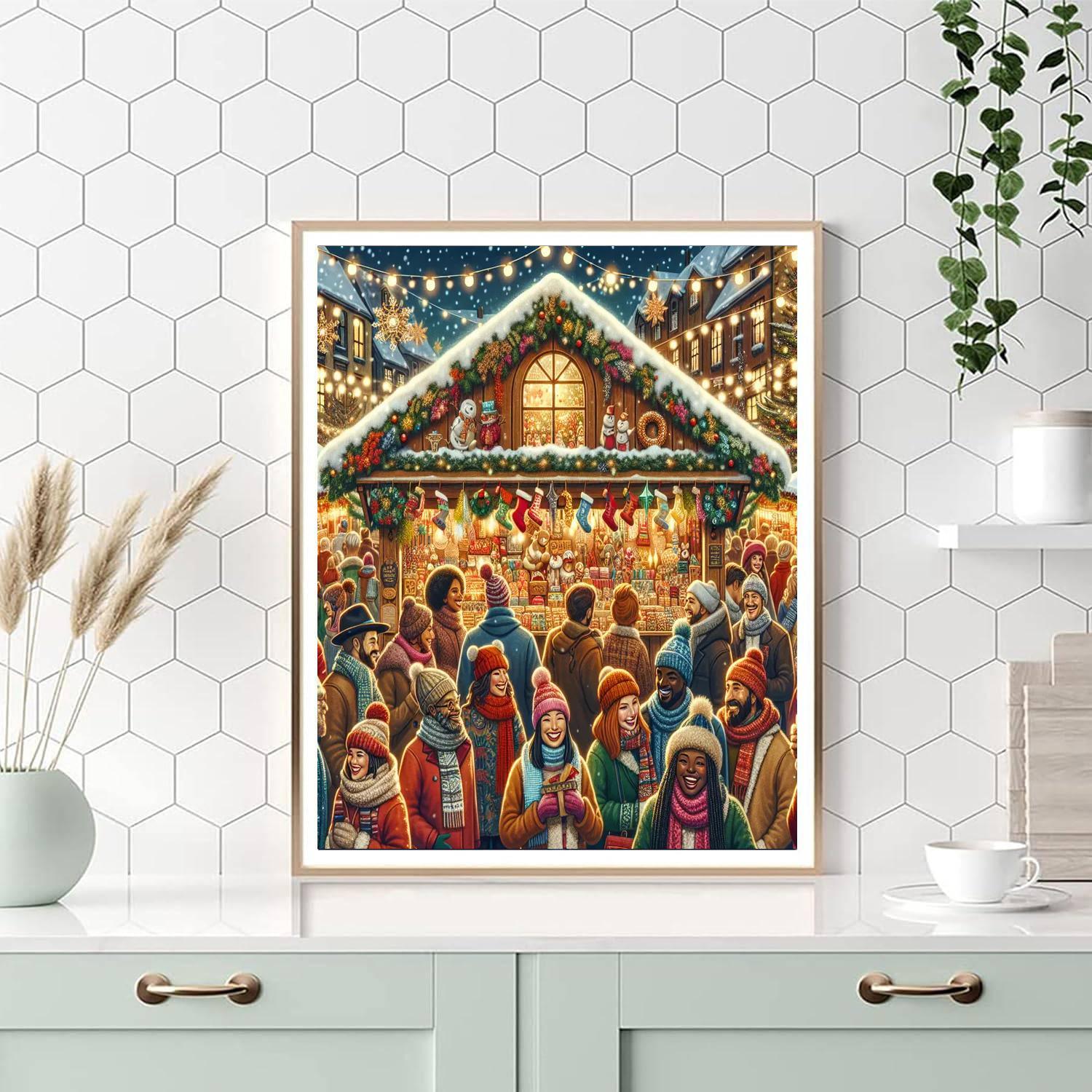 Festive Christmas Market Painting Number Kit