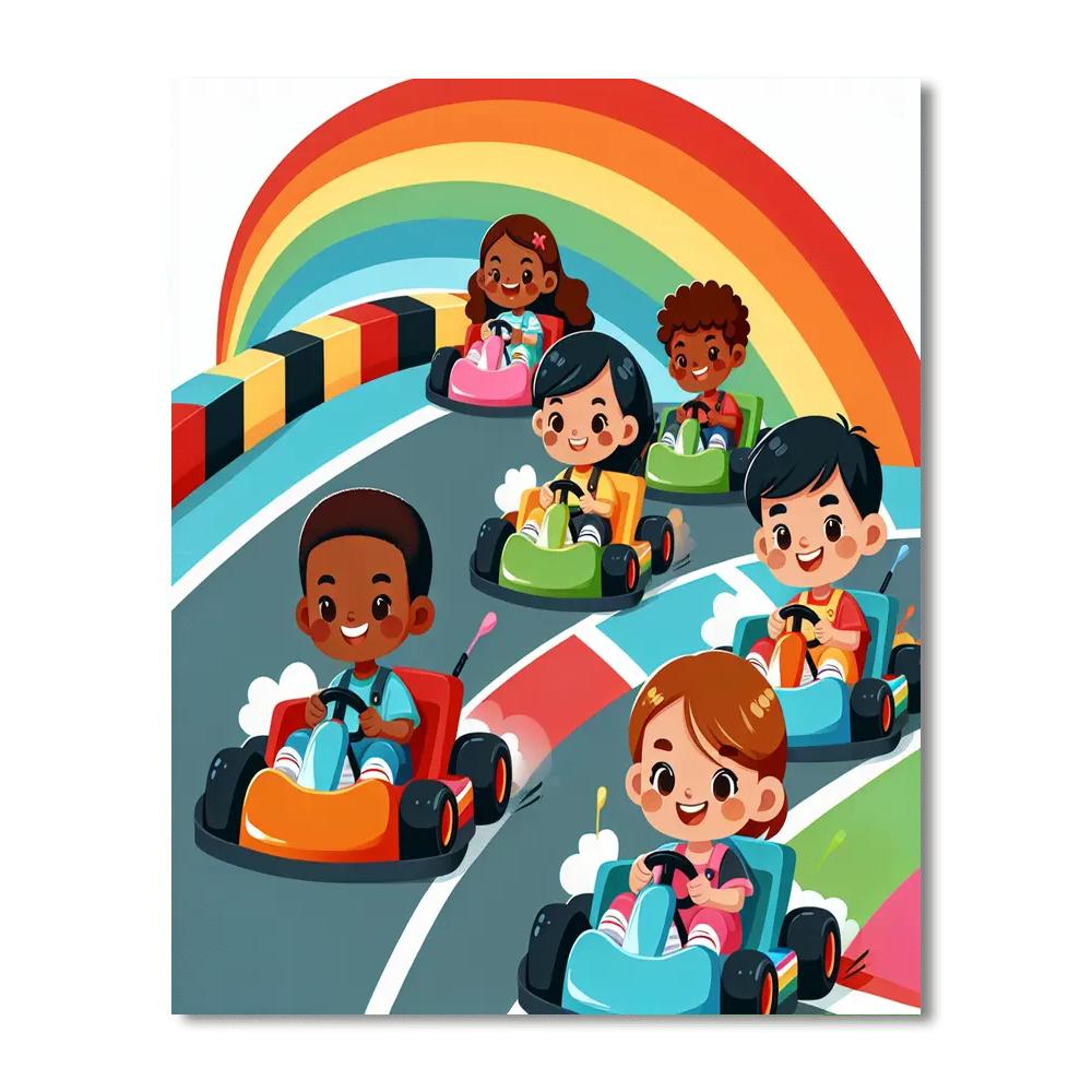Rainbow Race Track Numbered Painting Kits