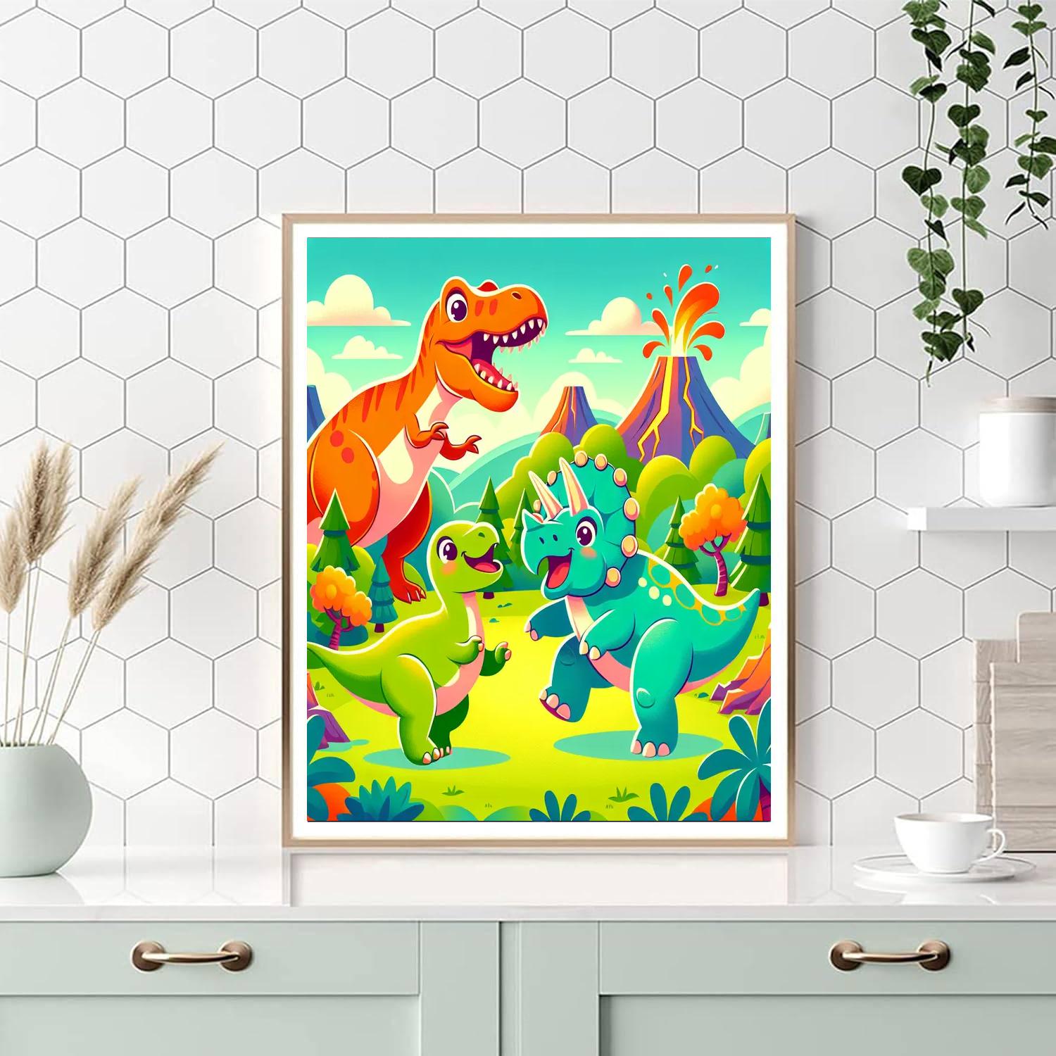 Delightful Dinosaur Expedition Paint By Numbers Art