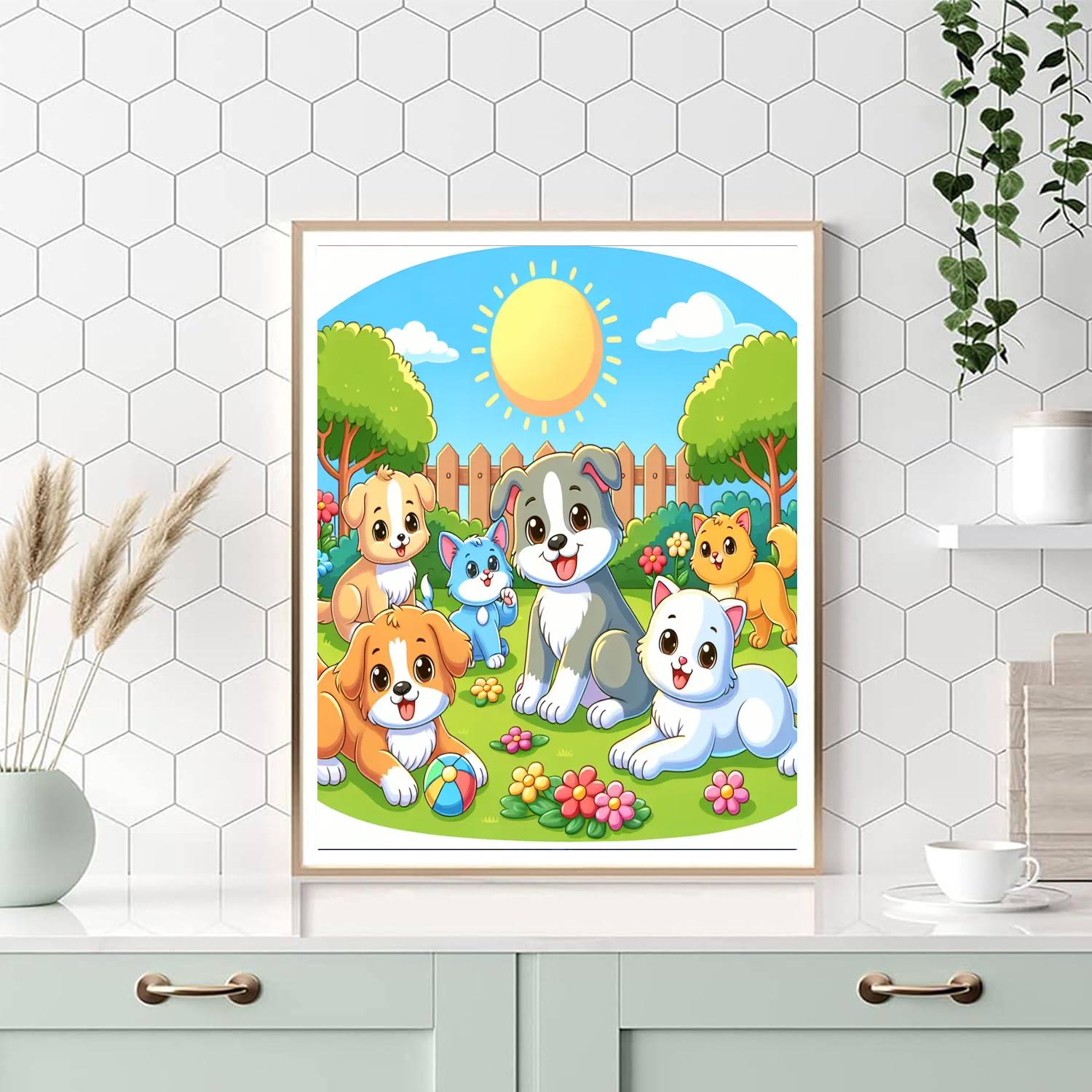 Cuddly Pets At Play Paint By Numbers