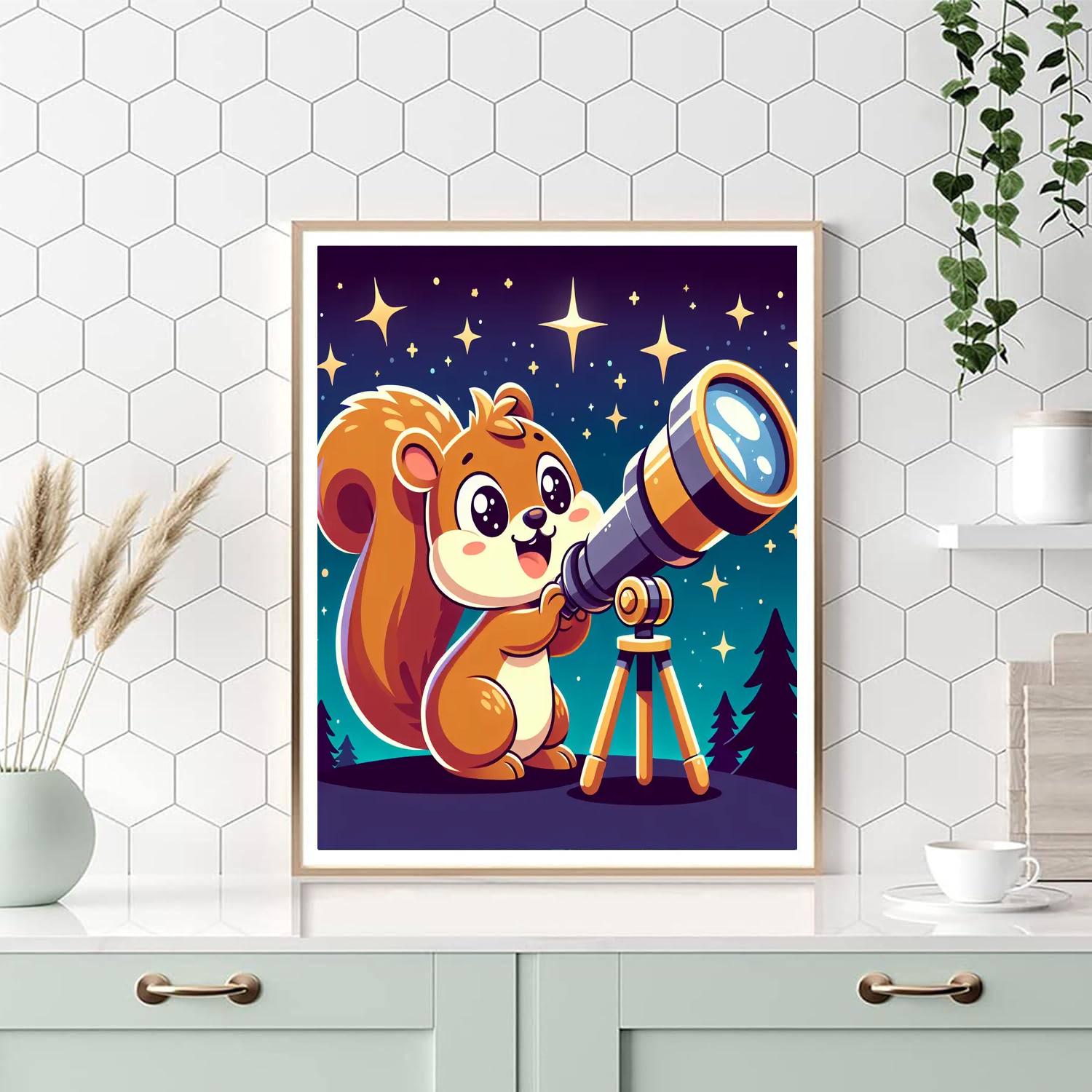 Stargazing Squirrel Paint By Numbers Art