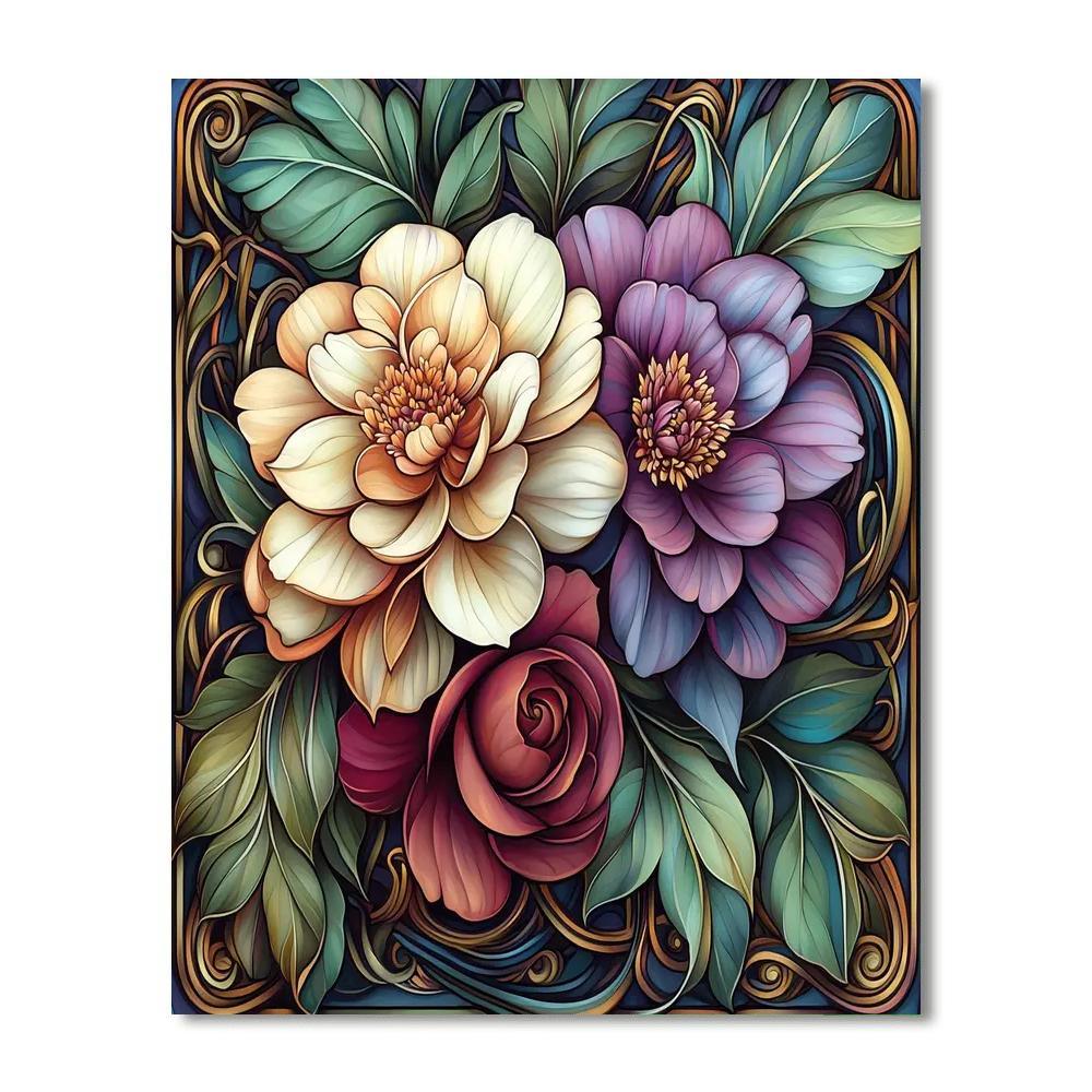 Alphonse Mucha Inspired Dreams In Bloom  Numbered Painting Kits