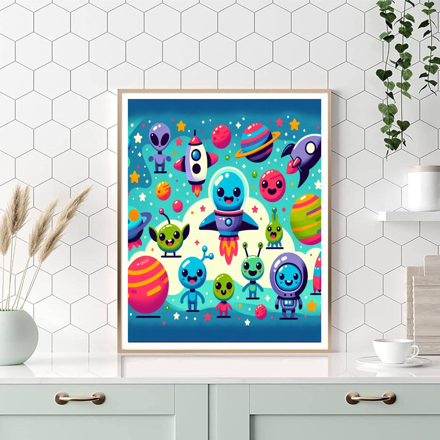 Space Explorer Friends Paint By Numbers Art