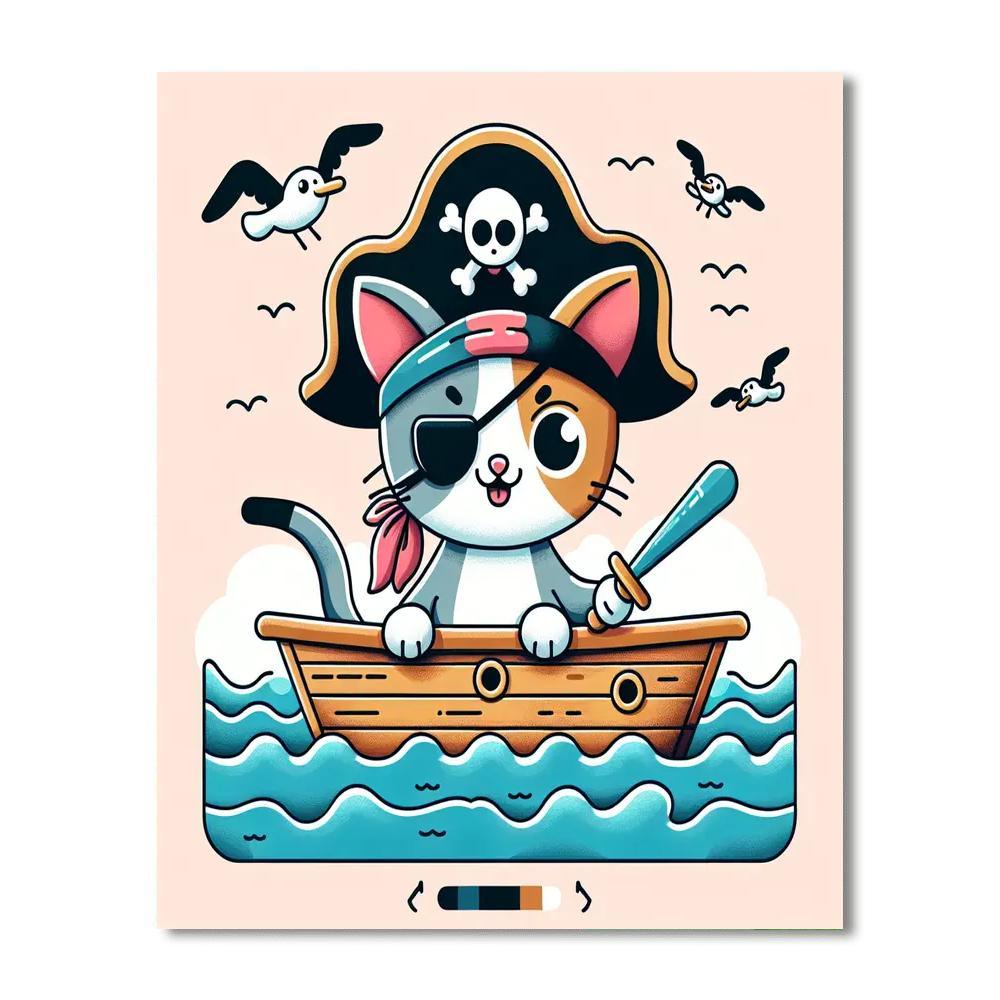 Daring Pirate Cat Adventure Painting Number Kit