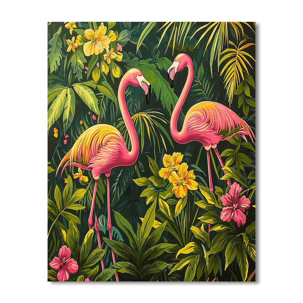 Rousseau Inspired Flamingo Oasis  Paint By Numbers Art