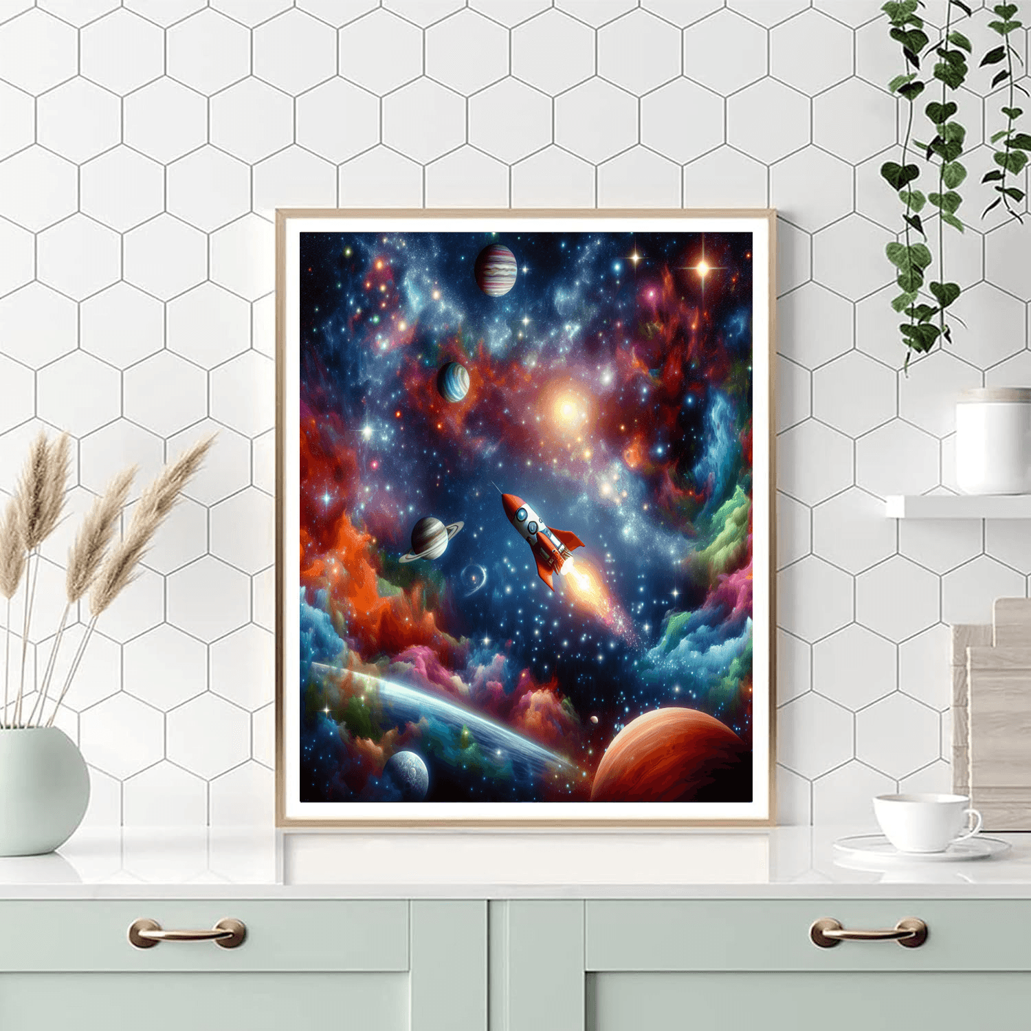 Cosmic Rocket Adventure Number Painting