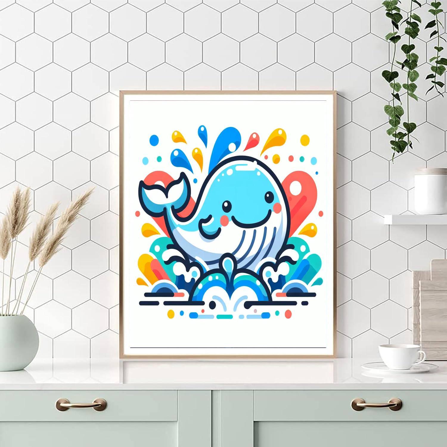 Happy Whale Splash Paint By Numbers Art