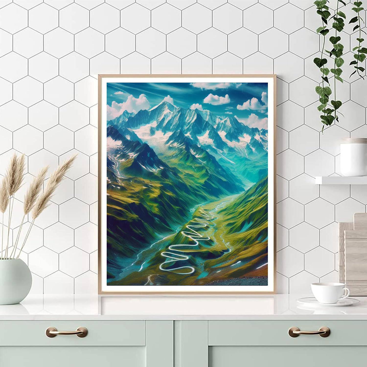 Winding Mountain Path Painting Number Kit