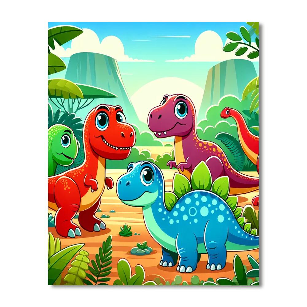 Rainbow Dinosaurs Number Painting