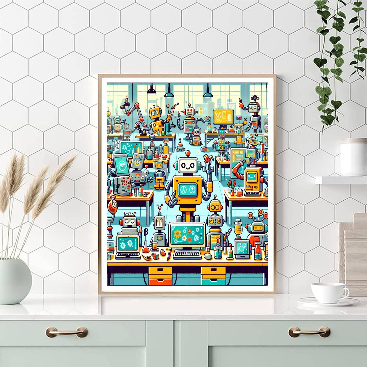 Robot Laboratory Paint By Numbers Art