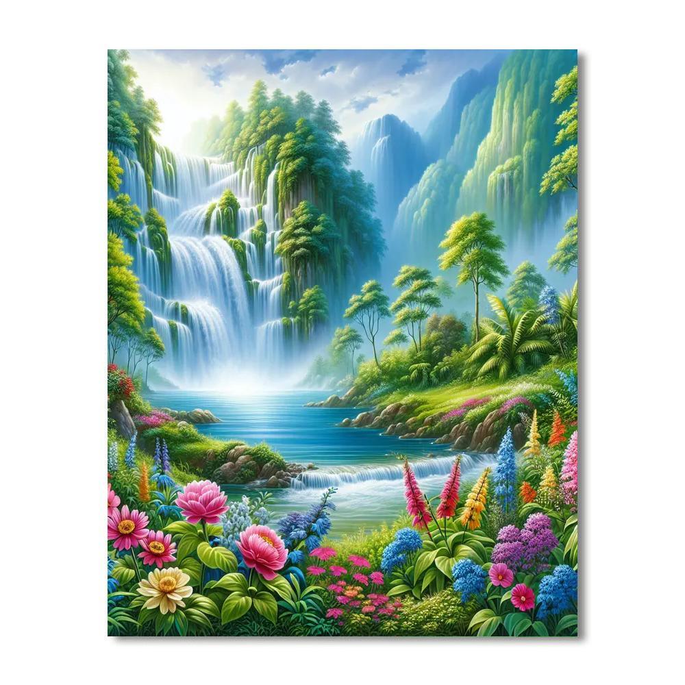 Cascading Waterfall Retreat DIY Paint By Numbers