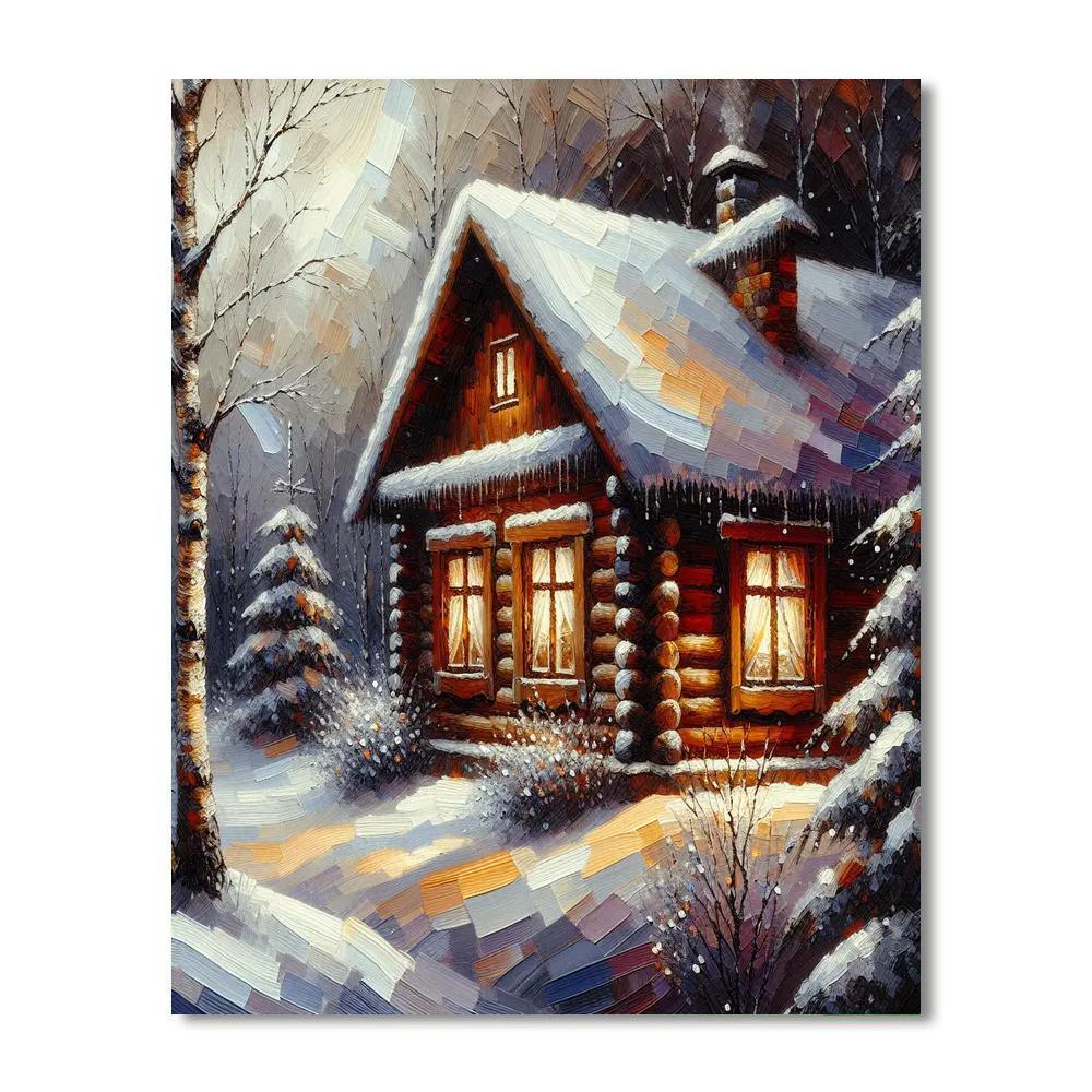 Winter Cabin Hideaway DIY Paint By Numbers
