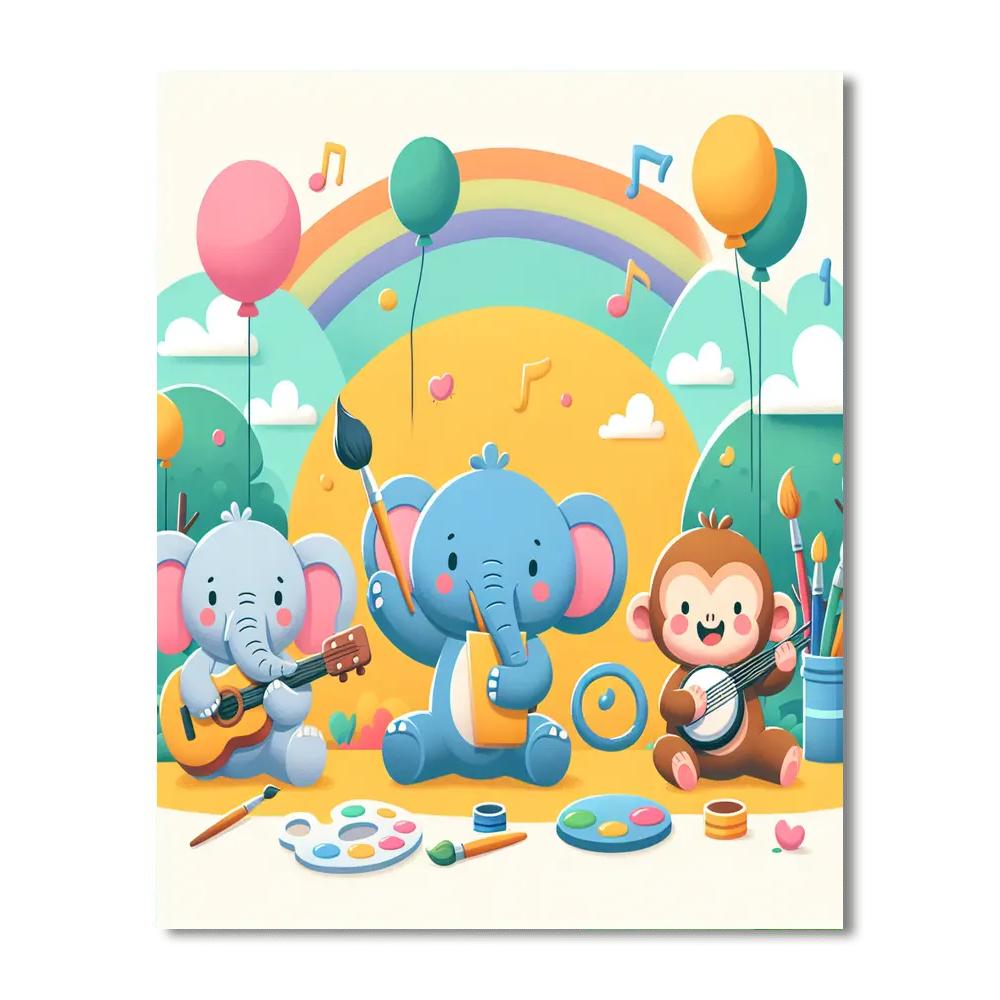 Artistic Animal Parade Number Painting