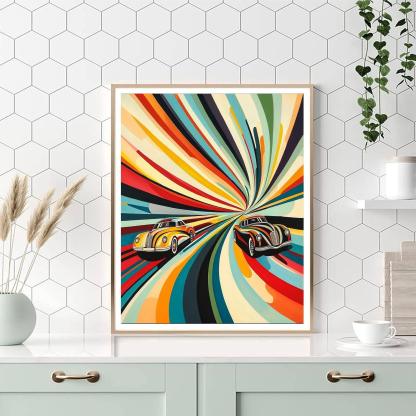Wassily Kandinsky Inspired Automobile Dreamscape  Painting By Numbers Kit