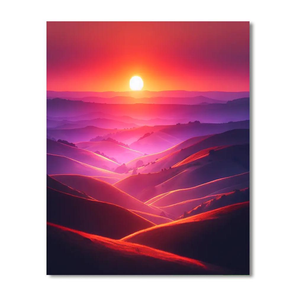 Ethereal Sunset Over Hills Paint By Numbers