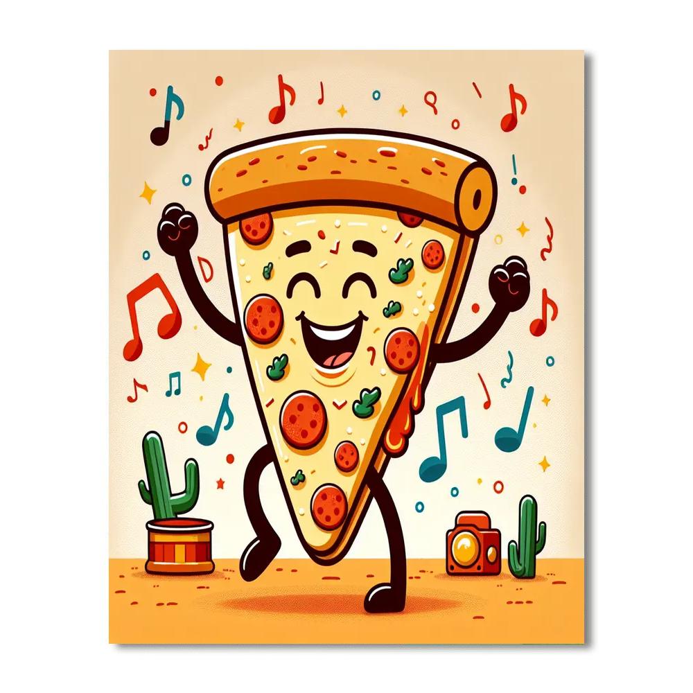 Dancing Pizza Slice Painting By Numbers Kit