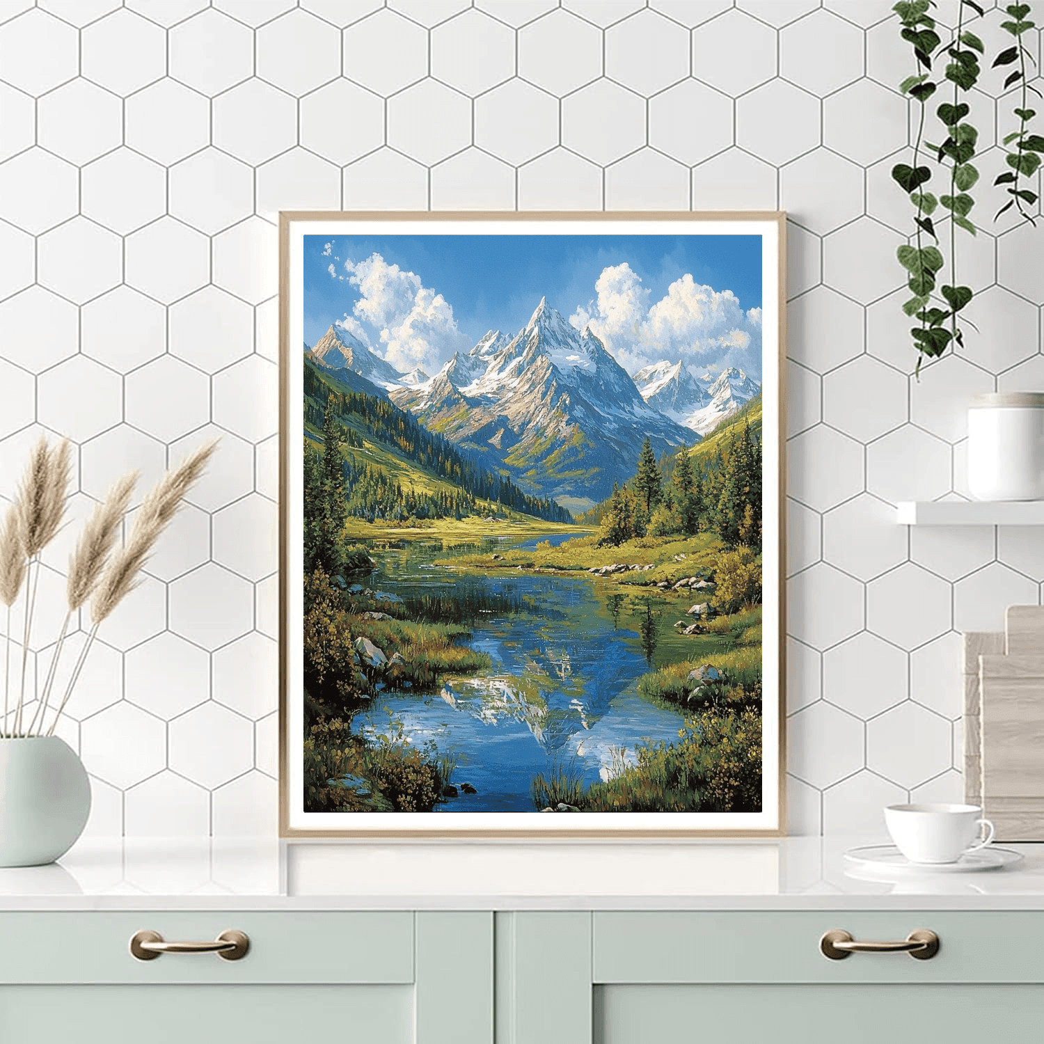 Albert Bierstadt Inspired Misty Mountain Peaks  Painting By Numbers Kit