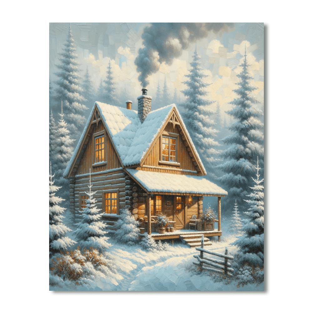 Nostalgic Winter Cabin Numbered Painting Kits