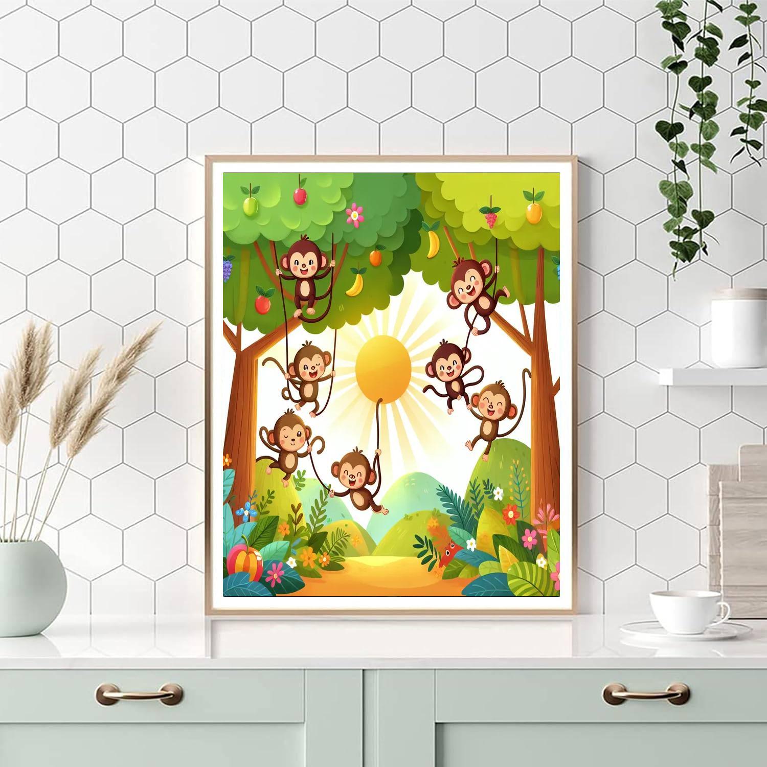 Jungle Journey With Jolly Monkeys Painting Number Kit
