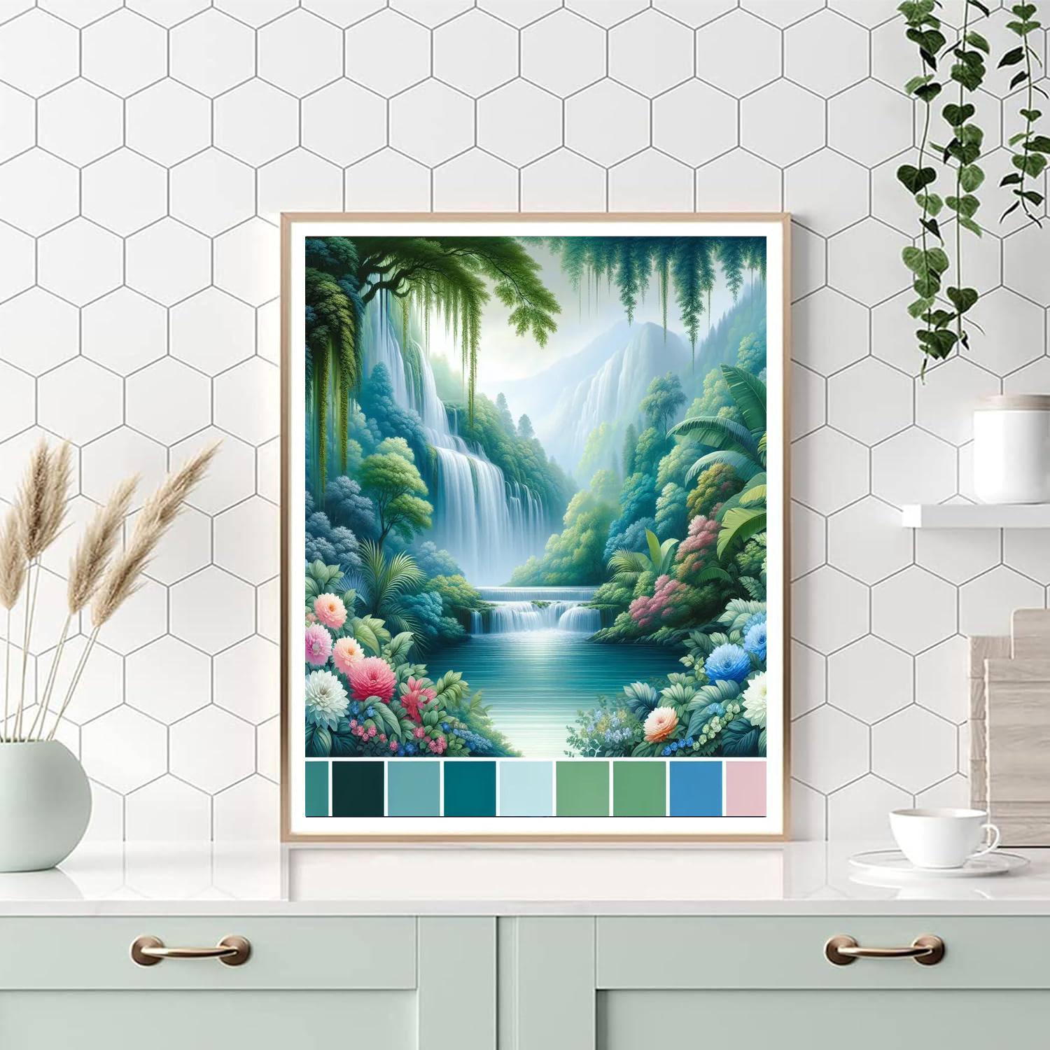 Enchanting Waterfall Serenity Paint By Numbers Art