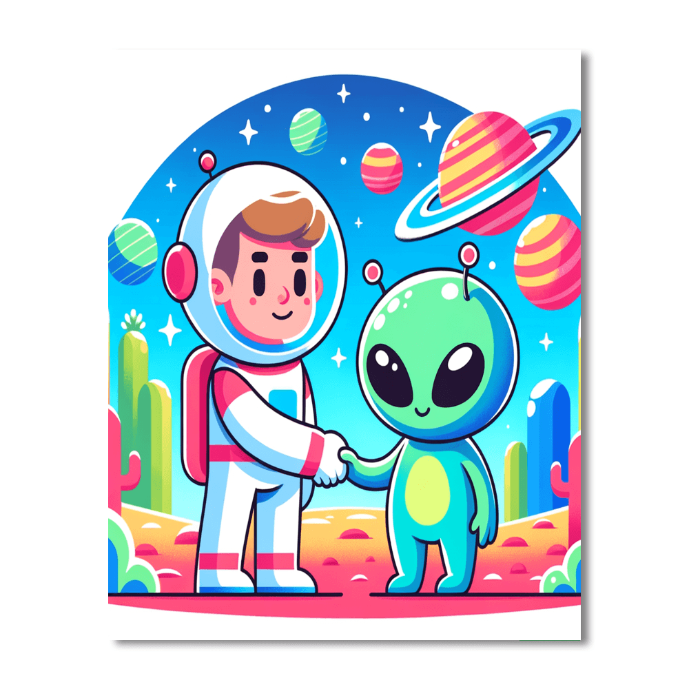 Spaceman Alien Encounter Numbered Painting Kits