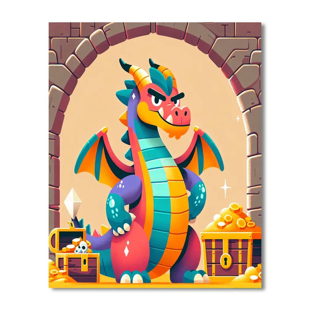 Fiery Dragon Guardian Number Painting