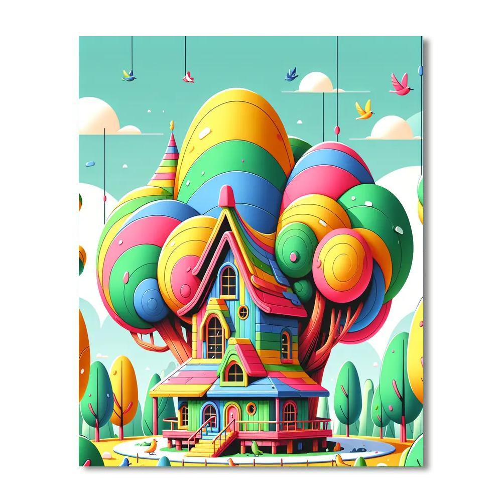 Charming Treetop House Numbered Painting Kits