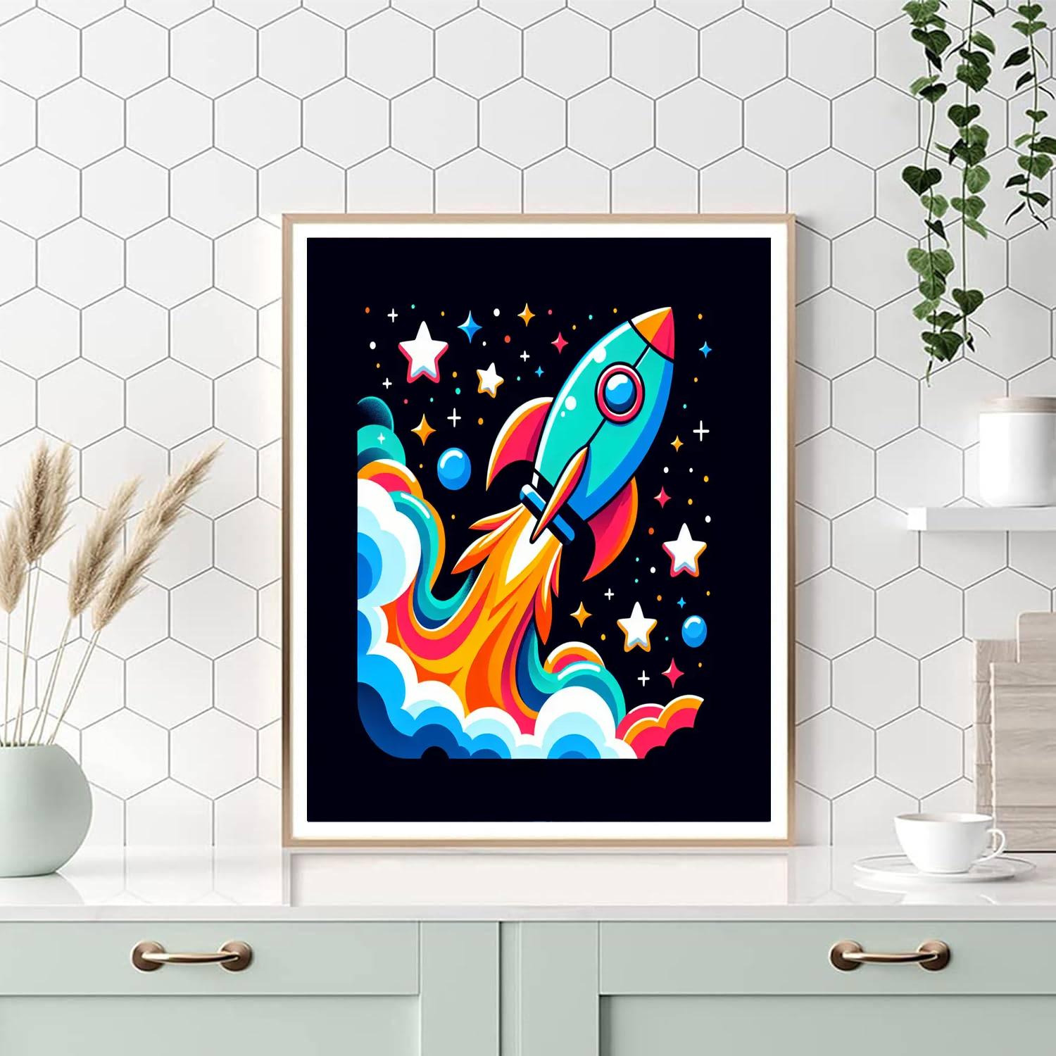 Rocketing Into Space Painting Number Kit