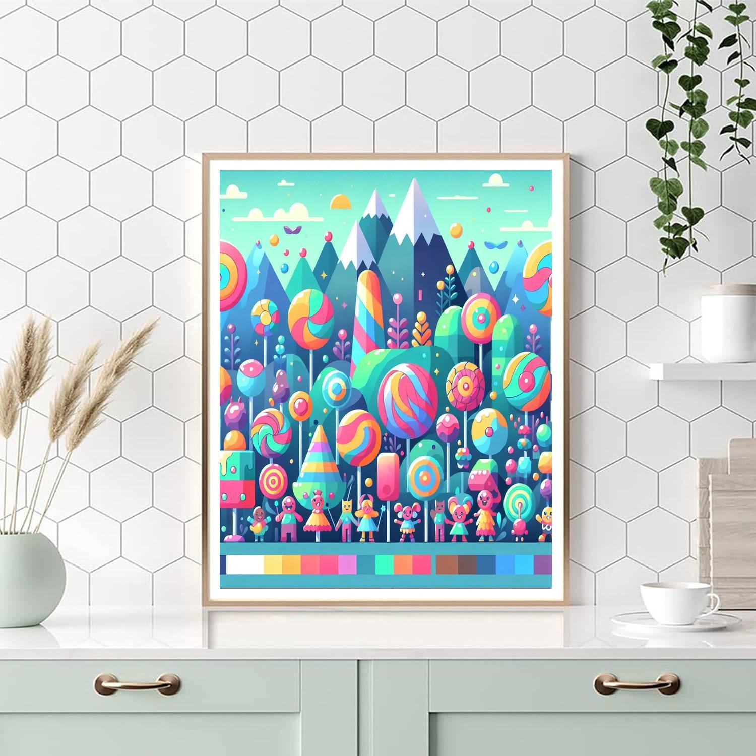 Joyful Adventure In Candyland Numbered Painting Kits
