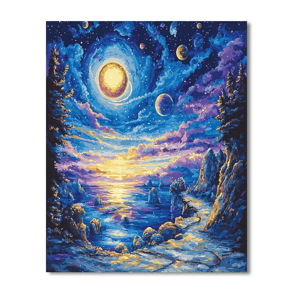 René Magritte Inspired Stellar Horizons  Painting Number Kit