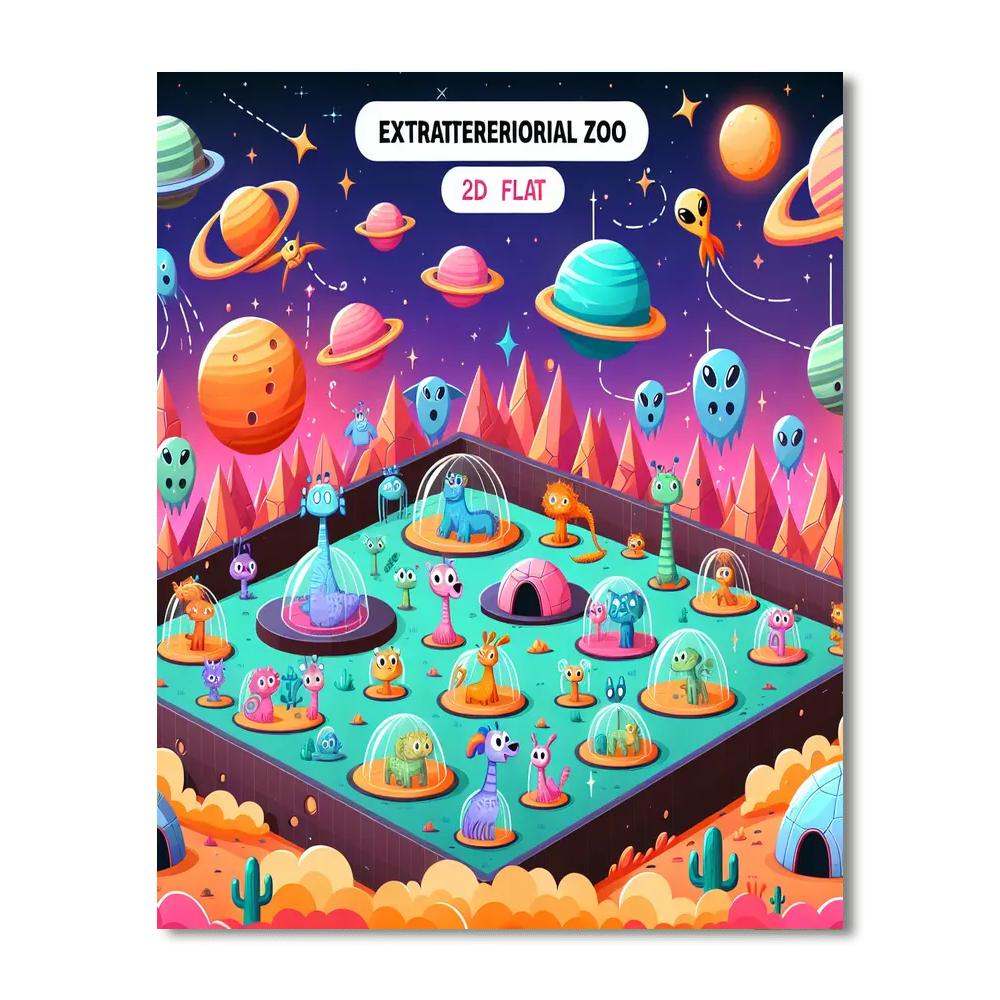 Space Zoo Adventure Painting Number Kit